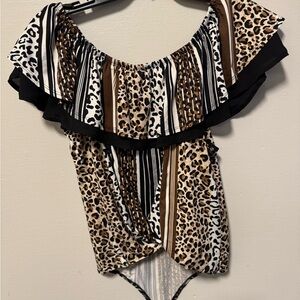 Leopard Print Off-Shoulder Women's Top